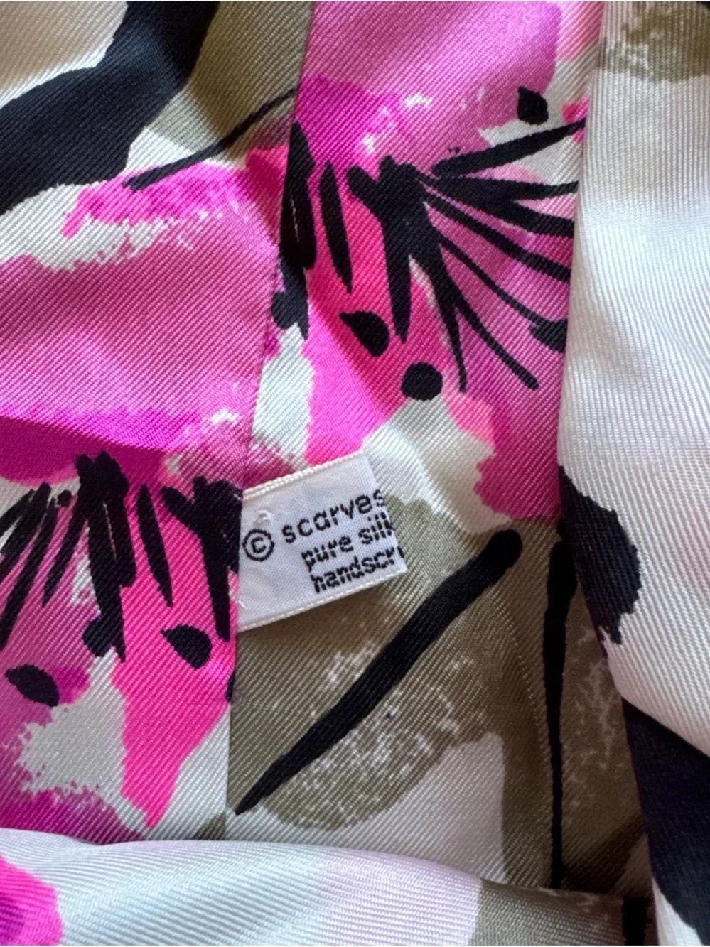 Pink Floral Silk Scarf
